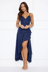 Sapphire Cascade Midi Dress Navy